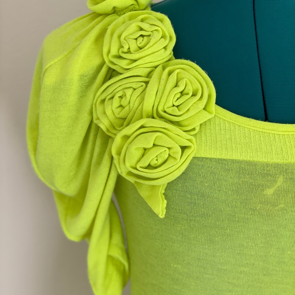 Double Zero Neon Green Flower Minidress M - Picture 8 of 14